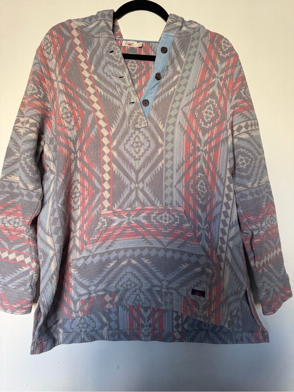 Faherty Organic Cotton Southwestern Baja Hoodie Pullover L